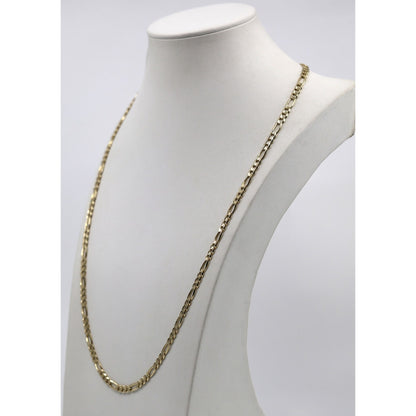 14K Yellow Gold Figaro Link Chain Necklace