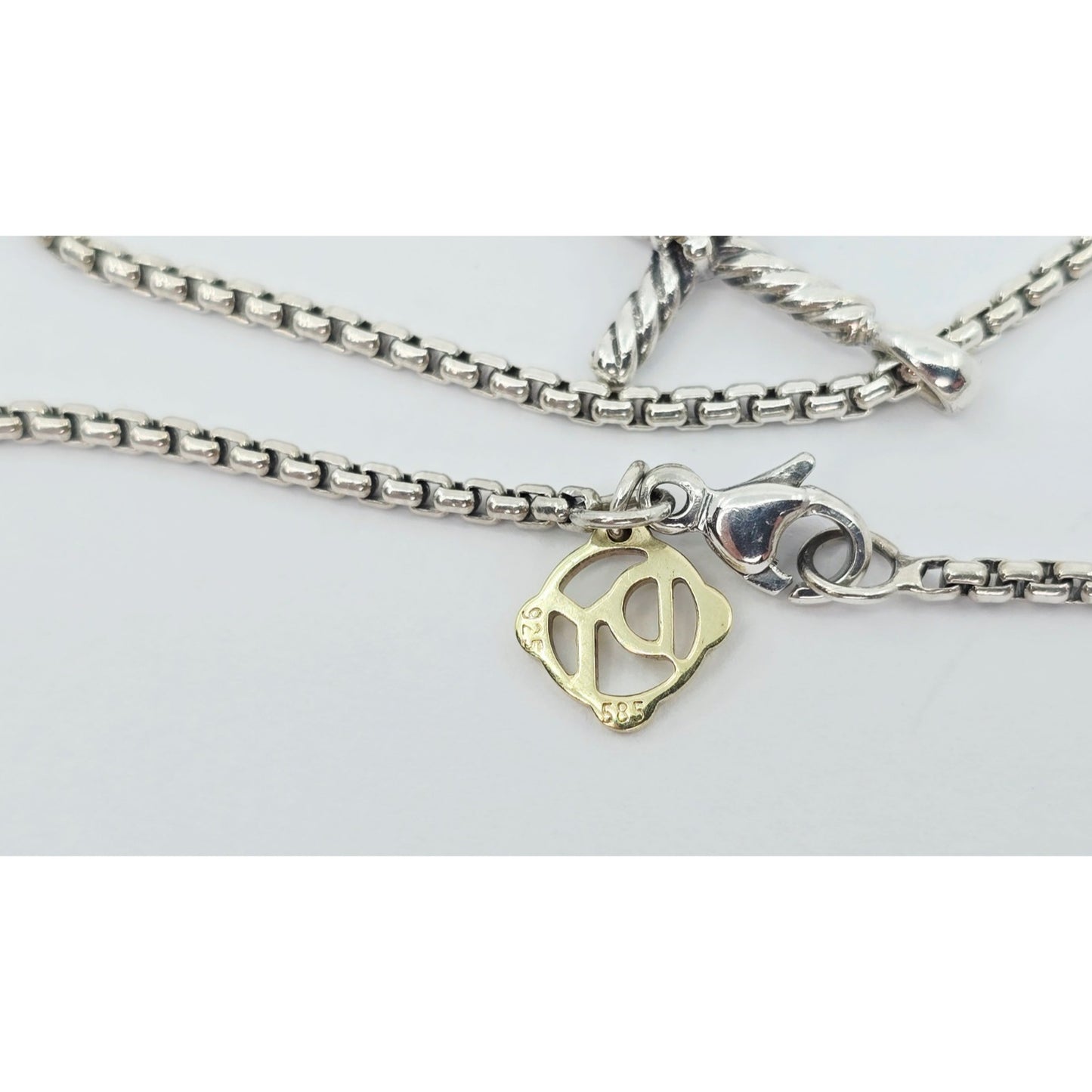 David Yurman Sterling Silver & 14K Gold Diamond Classic Cable Cross Necklace