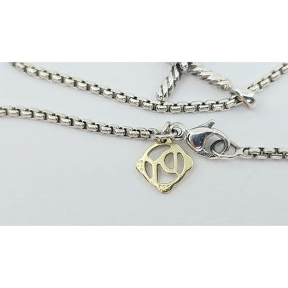David Yurman Sterling Silver & 14K Gold Diamond Classic Cable Cross Necklace