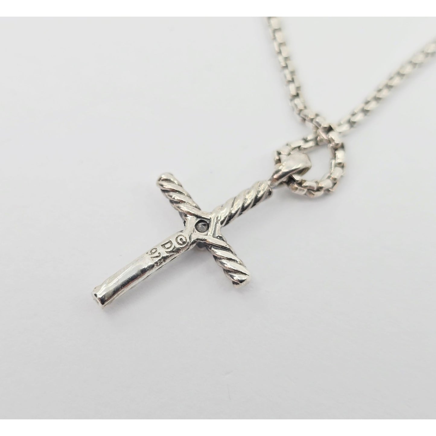 David Yurman Sterling Silver & 14K Gold Diamond Classic Cable Cross Necklace