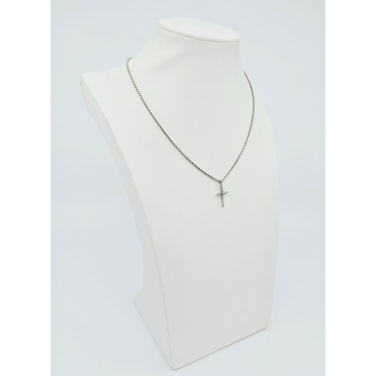 David Yurman Sterling Silver & 14K Gold Diamond Classic Cable Cross Necklace
