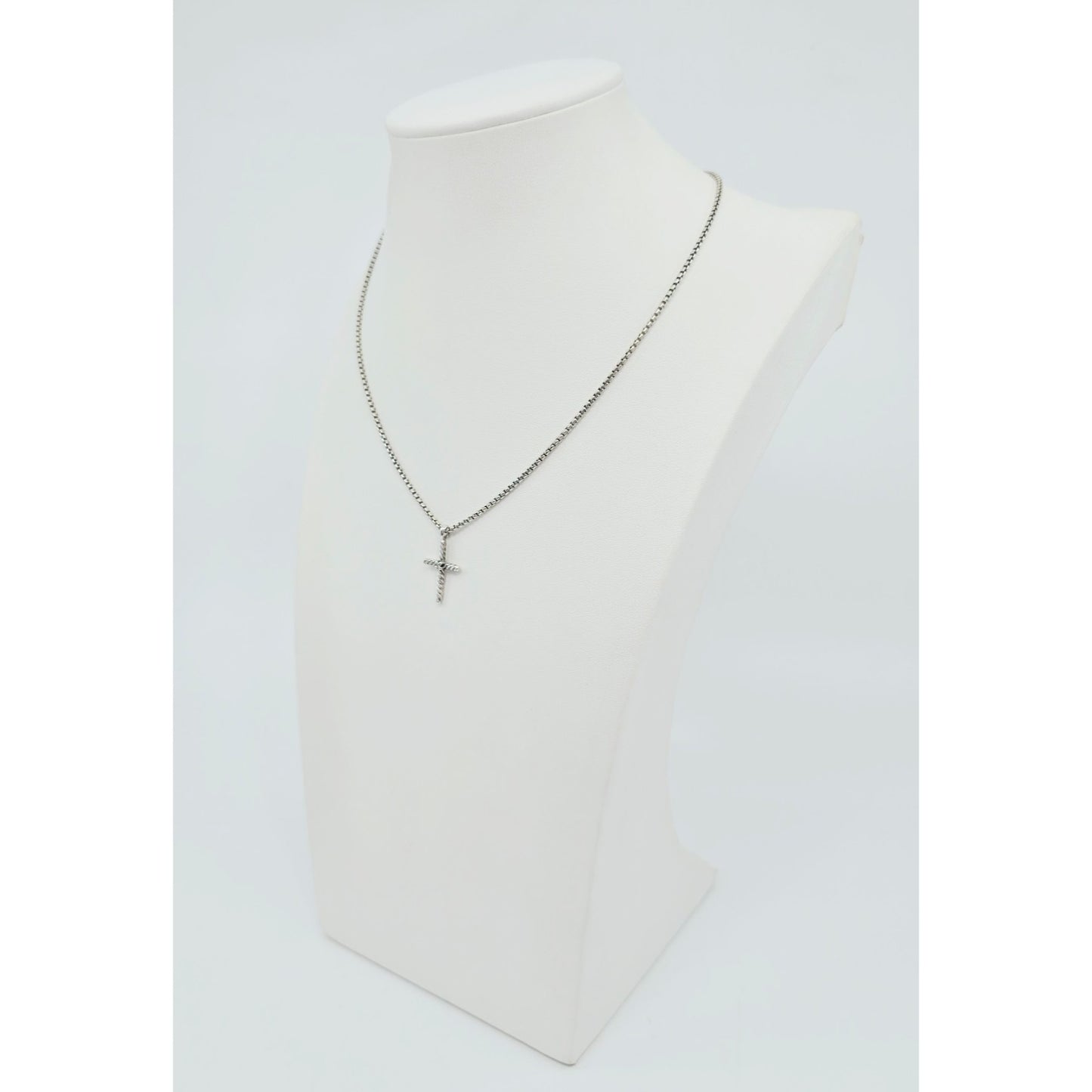 David Yurman Sterling Silver & 14K Gold Diamond Classic Cable Cross Necklace