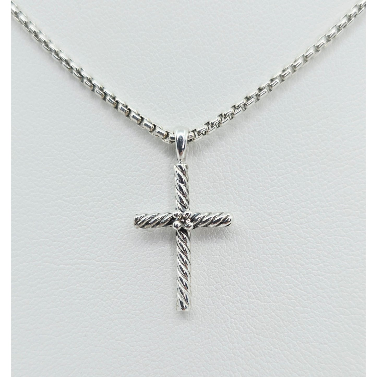 David Yurman Sterling Silver & 14K Gold Diamond Classic Cable Cross Necklace