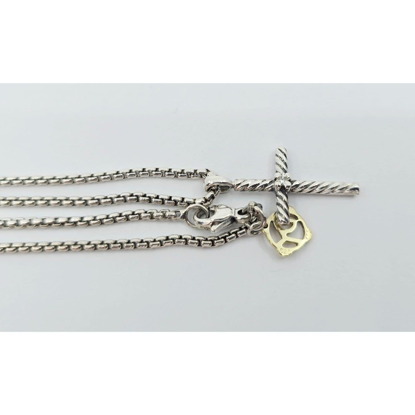 David Yurman Sterling Silver & 14K Gold Diamond Classic Cable Cross Necklace