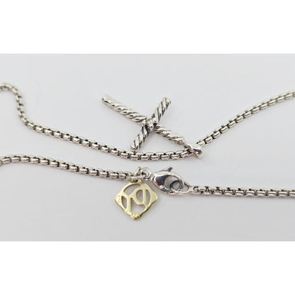 David Yurman Sterling Silver & 14K Gold Diamond Classic Cable Cross Necklace