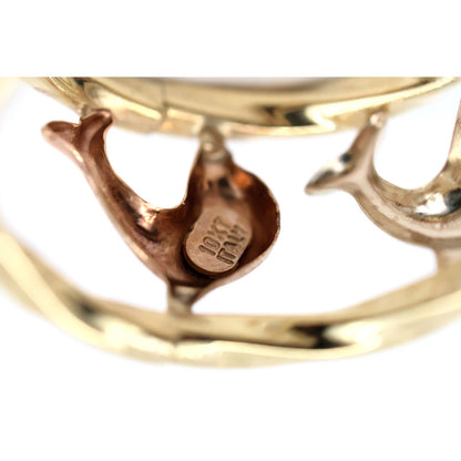 10K Tri Tone Gold Dolphin Wide Band Ring