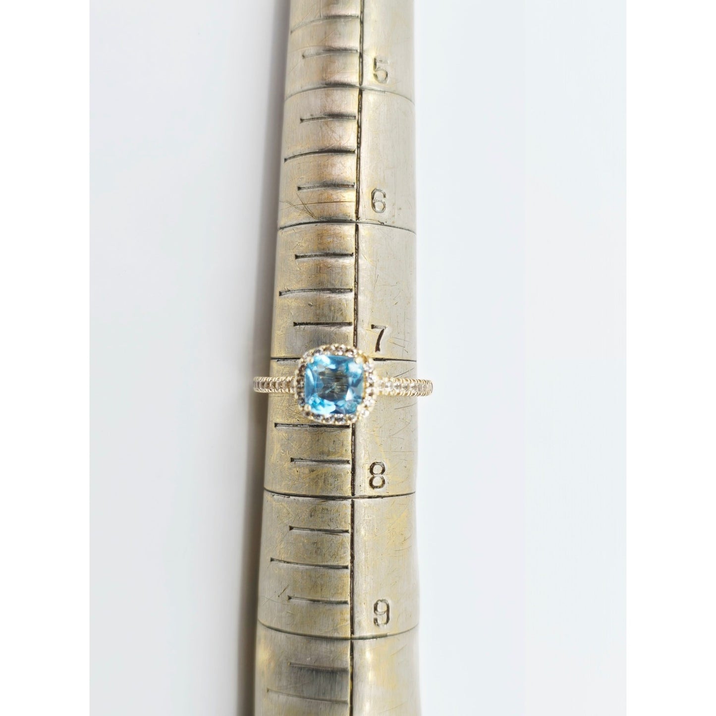 10K Yellow Gold Blue & White Topaz Ring