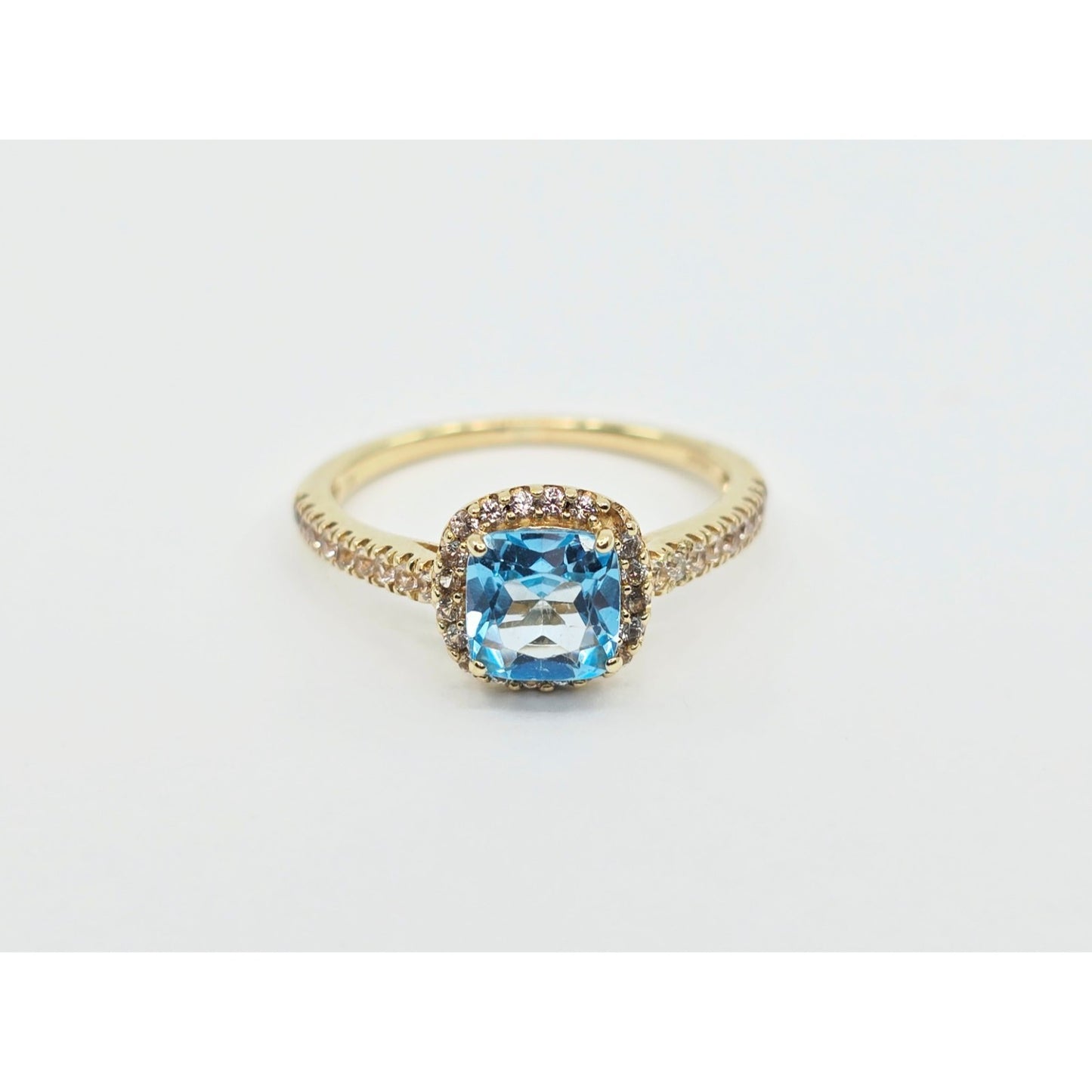 10K Yellow Gold Blue & White Topaz Ring