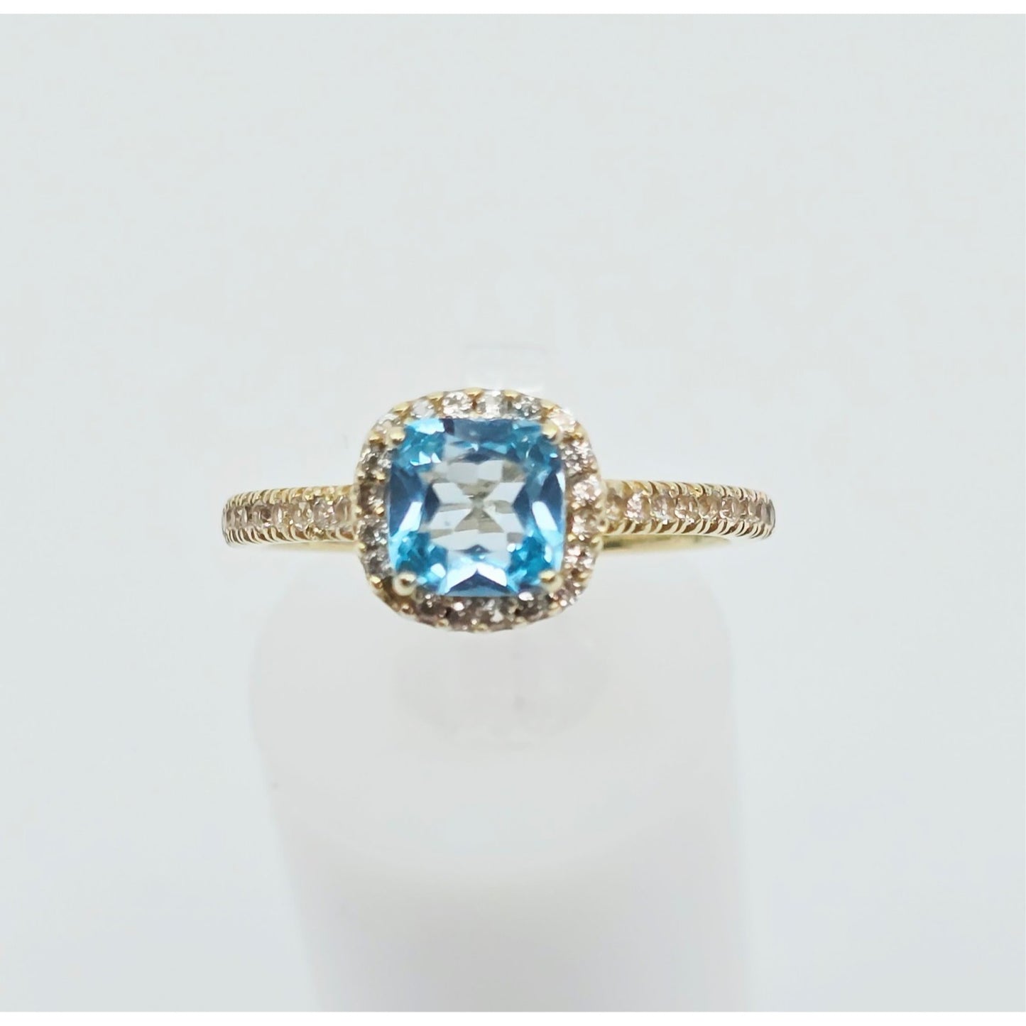 10K Yellow Gold Blue & White Topaz Ring