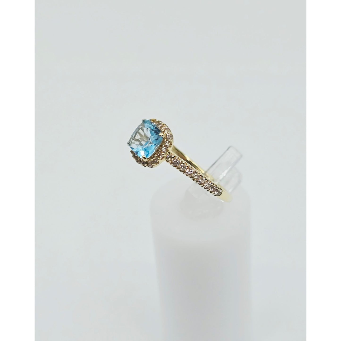 10K Yellow Gold Blue & White Topaz Ring
