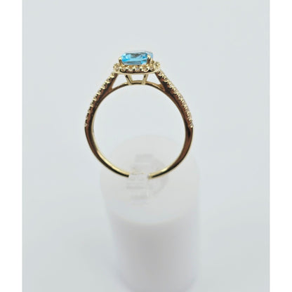 10K Yellow Gold Blue & White Topaz Ring