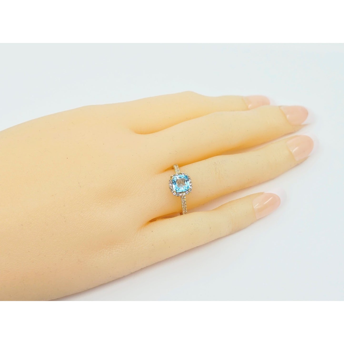 10K Yellow Gold Blue & White Topaz Ring