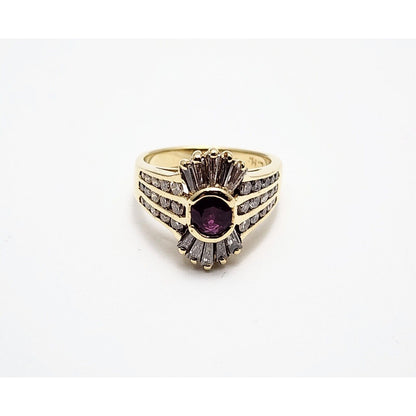 14K Yellow Gold Ruby & Diamond Ring