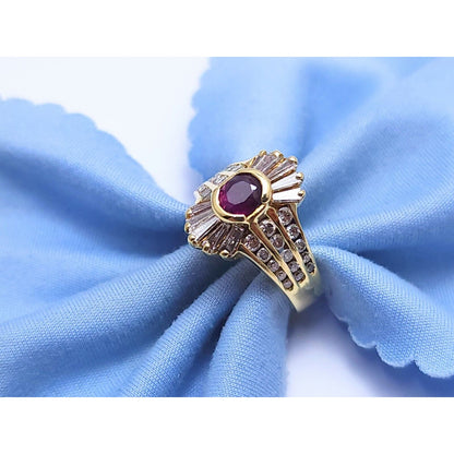 14K Yellow Gold Ruby & Diamond Ring