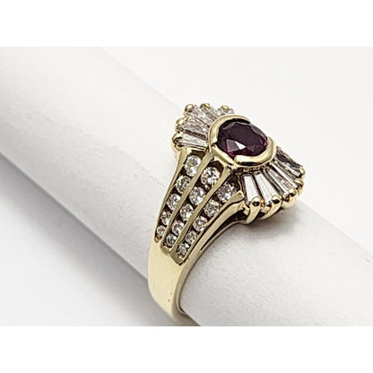 14K Yellow Gold Ruby & Diamond Ring