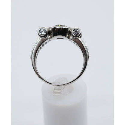 14K White Gold Round CZ Bezel Set Pave Accent Ring