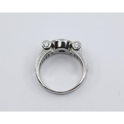 14K White Gold Round CZ Bezel Set Pave Accent Ring