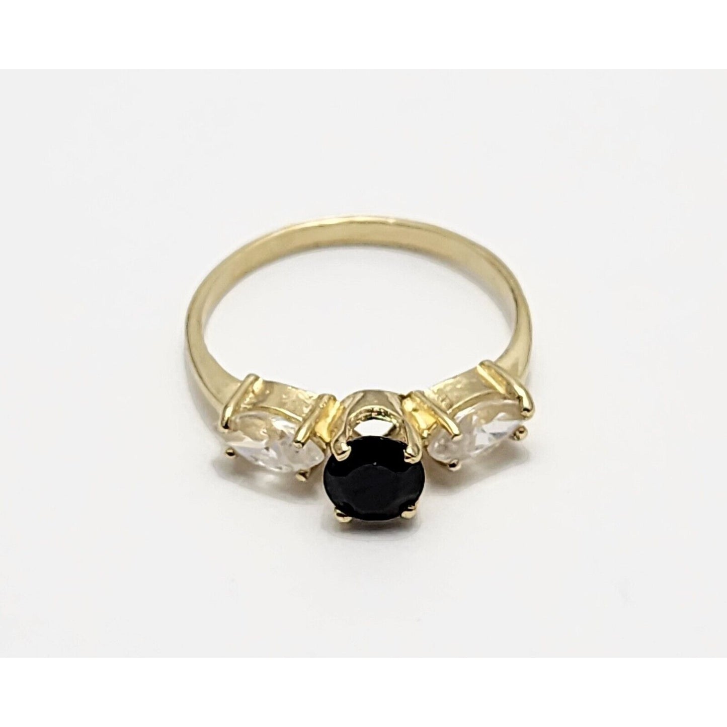 14K Yellow Gold Black Onyx & CZ Ring