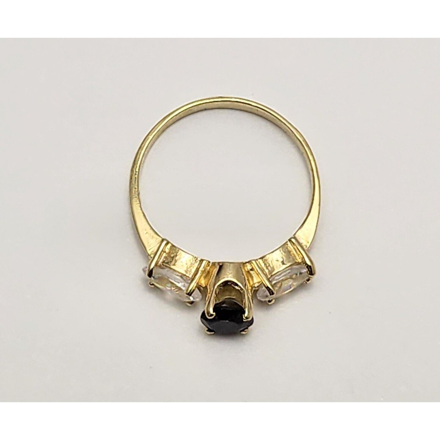 14K Yellow Gold Black Onyx & CZ Ring