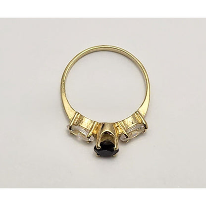 14K Yellow Gold Black Onyx & CZ Ring