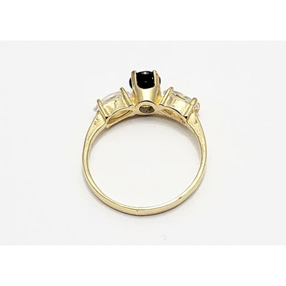 14K Yellow Gold Black Onyx & CZ Ring