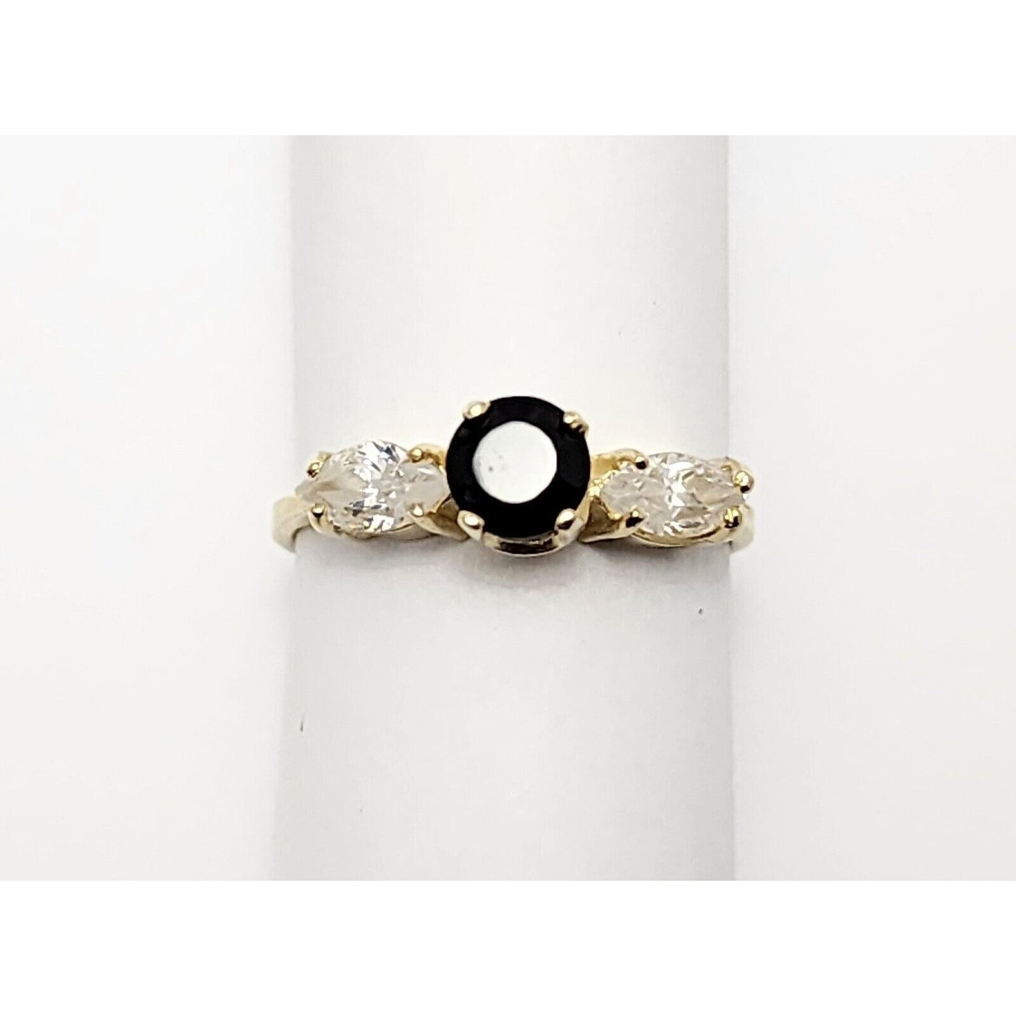 14K Yellow Gold Black Onyx & CZ Ring