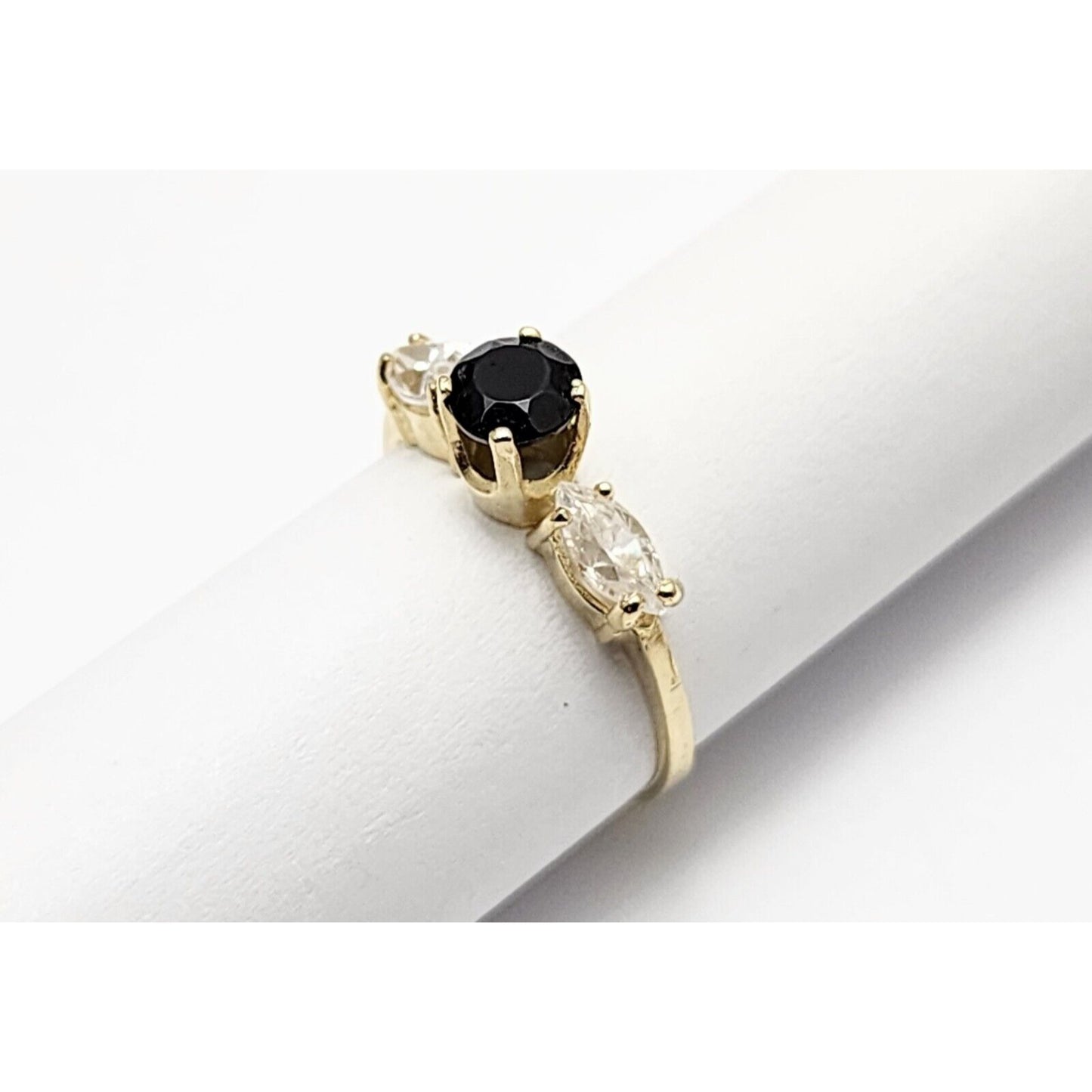 14K Yellow Gold Black Onyx & CZ Ring