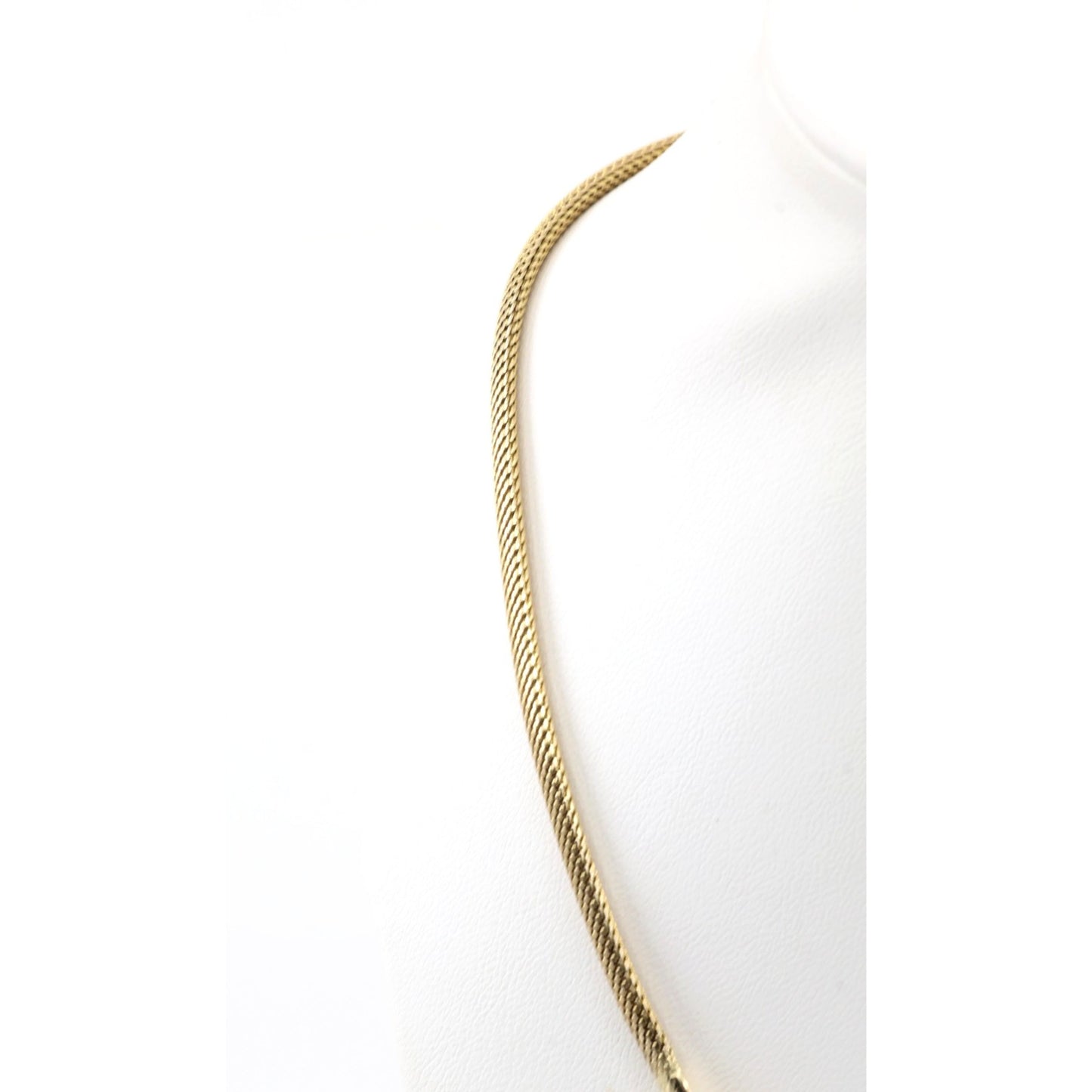 14K Yellow Gold Mesh Snake Peridot Eyes Chain Necklace