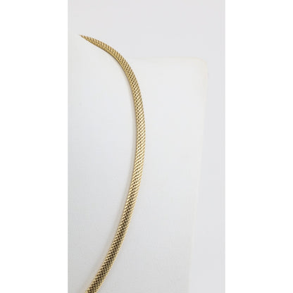 14K Yellow Gold Mesh Snake Peridot Eyes Chain Necklace