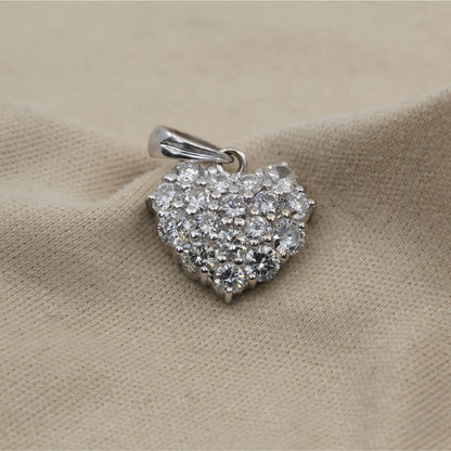 18K White Gold Diamond 3D Heart Charm Pendant 0.65ct