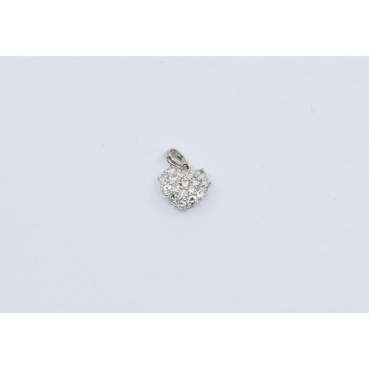 18K White Gold Diamond 3D Heart Charm Pendant 0.65ct