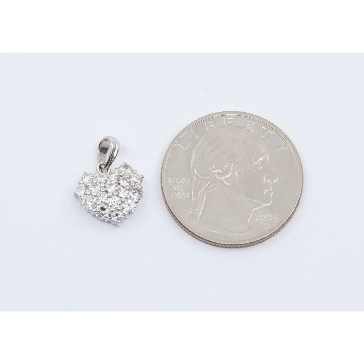 18K White Gold Diamond 3D Heart Charm Pendant 0.65ct