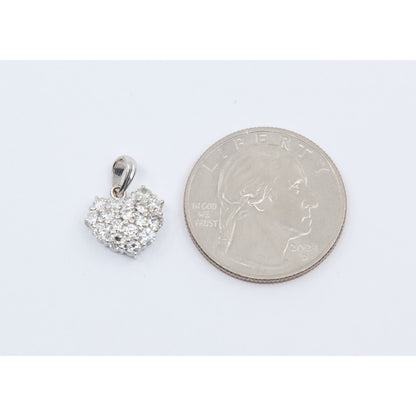 18K White Gold Diamond 3D Heart Charm Pendant 0.65ct