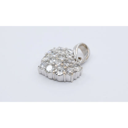 18K White Gold Diamond 3D Heart Charm Pendant 0.65ct