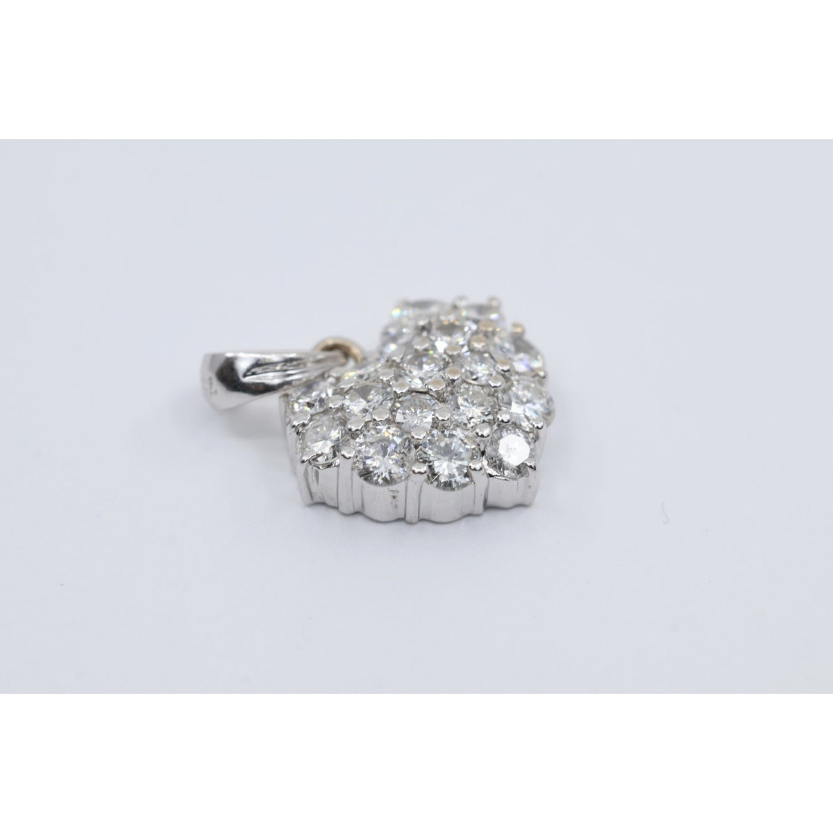 18K White Gold Diamond 3D Heart Charm Pendant 0.65ct