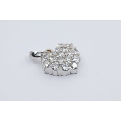 18K White Gold Diamond 3D Heart Charm Pendant 0.65ct