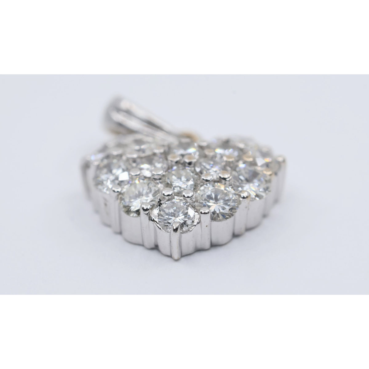 18K White Gold Diamond 3D Heart Charm Pendant 0.65ct