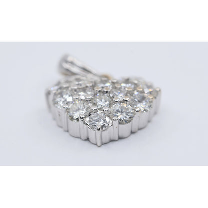 18K White Gold Diamond 3D Heart Charm Pendant 0.65ct