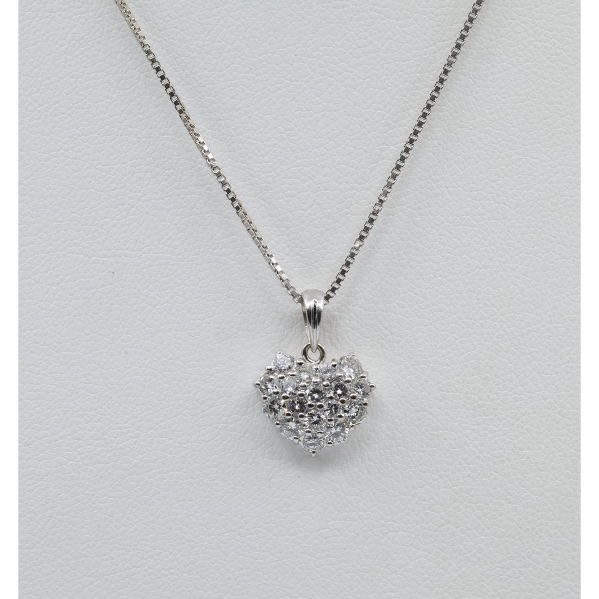 18K White Gold Diamond 3D Heart Charm Pendant 0.65ct