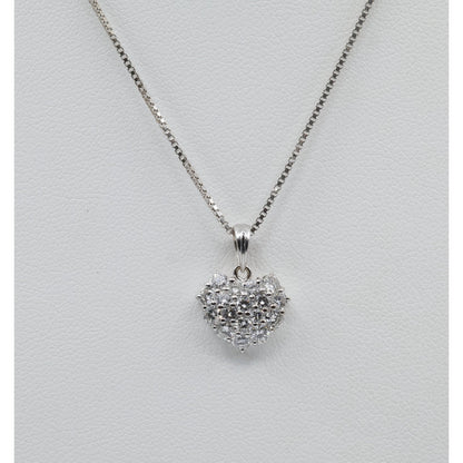 18K White Gold Diamond 3D Heart Charm Pendant 0.65ct