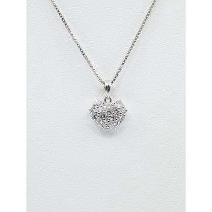 18K White Gold Diamond 3D Heart Charm Pendant 0.65ct