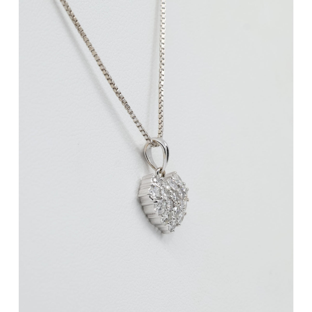 18K White Gold Diamond 3D Heart Charm Pendant 0.65ct