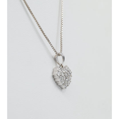18K White Gold Diamond 3D Heart Charm Pendant 0.65ct