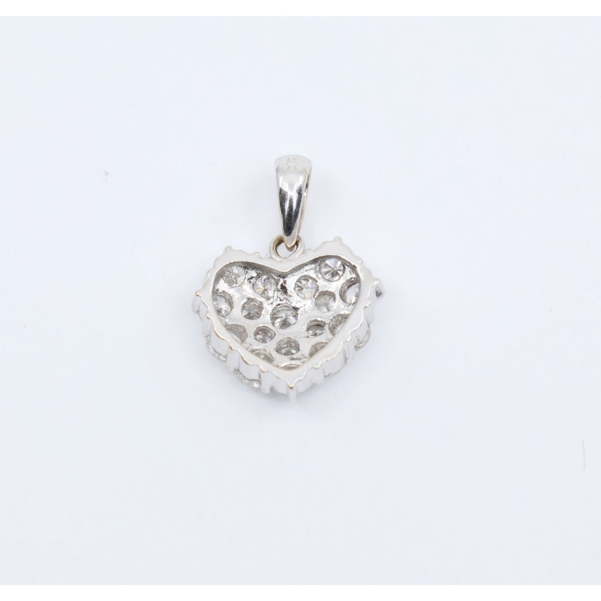 18K White Gold Diamond 3D Heart Charm Pendant 0.65ct