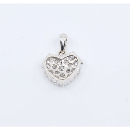 18K White Gold Diamond 3D Heart Charm Pendant 0.65ct