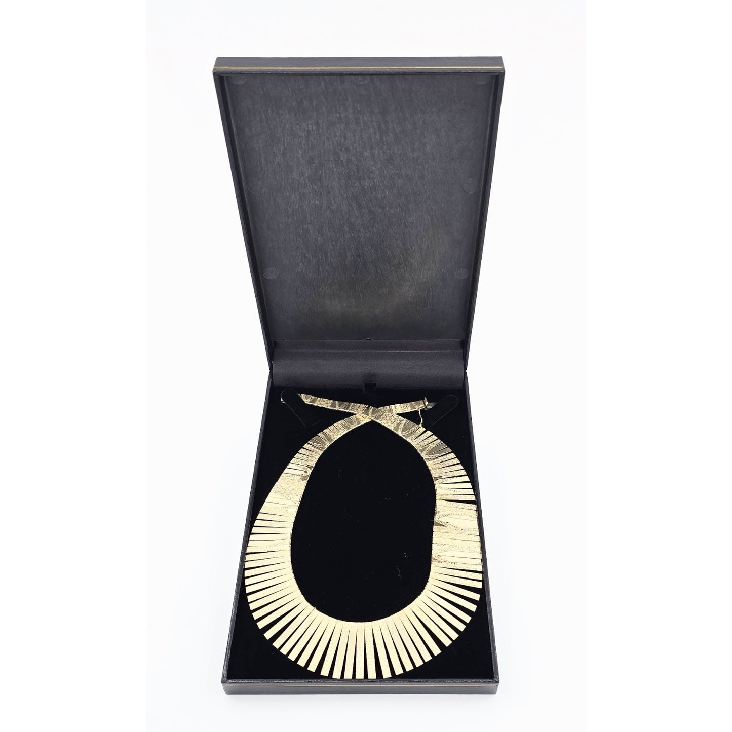 14K Yellow Gold Graduated Flat Collar Statement Link Chain Necklace