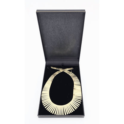 14K Yellow Gold Graduated Flat Collar Statement Link Chain Necklace
