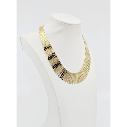 14K Yellow Gold Graduated Flat Collar Statement Link Chain Necklace