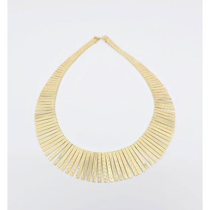 14K Yellow Gold Graduated Flat Collar Statement Link Chain Necklace
