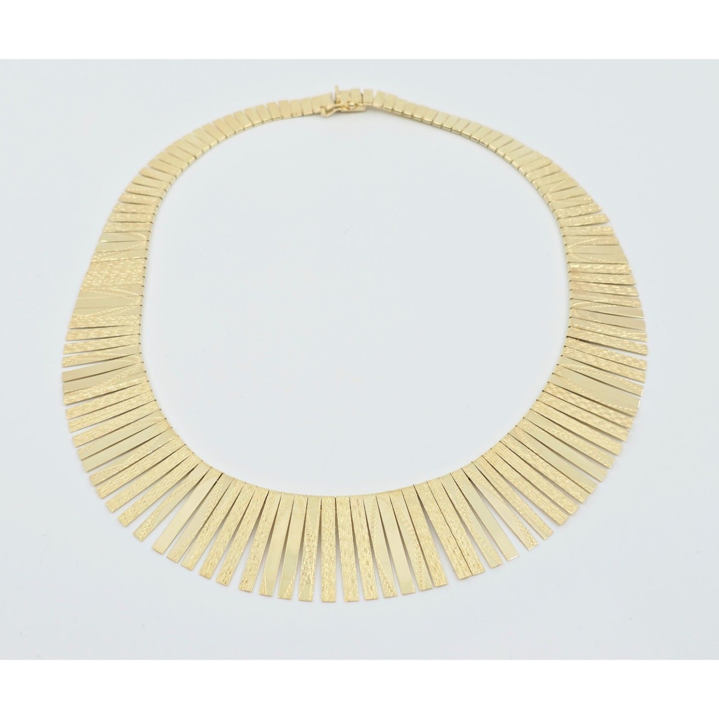 14K Yellow Gold Graduated Flat Collar Statement Link Chain Necklace